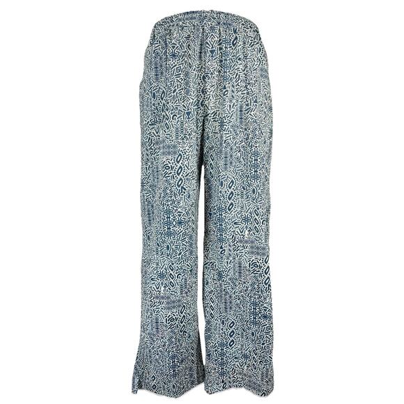 Women's Blue Patterned Wide Leg Pants - Picture 1 of 11